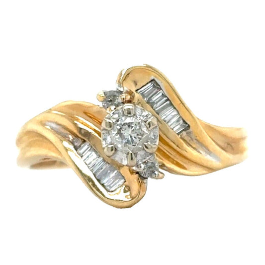 1/4ct Diamond Solitaire with Accents 14k Yellow Gold Size 7 Ring 3.0g