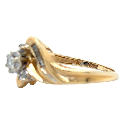 1/4ct Diamond Solitaire with Accents 14k Yellow Gold Size 7 Ring 3.0g