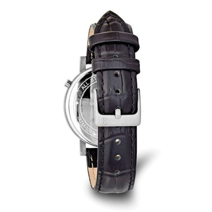 Mens Charles Hubert 37mm Dual Time Black Leather Watch