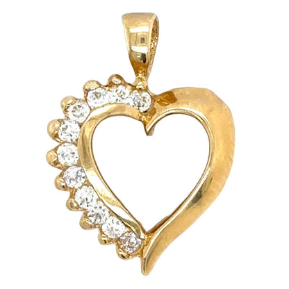 Cubic Zirconia Heart 14k Yellow Gold Pendant 2.2g