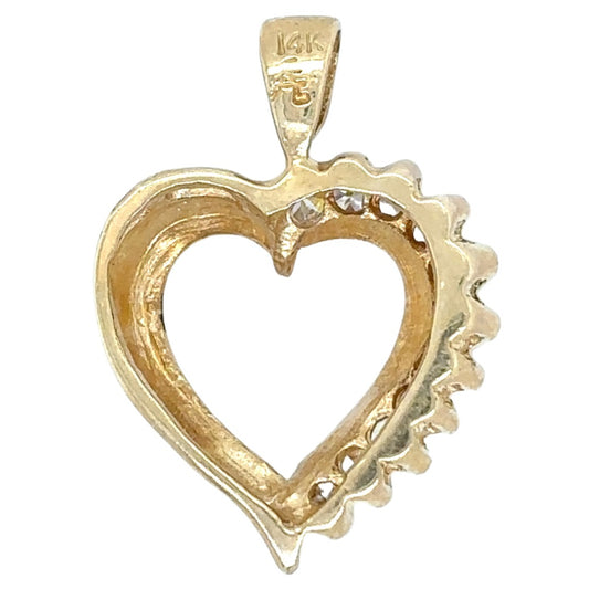 Cubic Zirconia Heart 14k Yellow Gold Pendant 2.2g