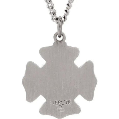 Sterling Silver St. Florian Fireman Medal Pendant Necklace 18" Chain