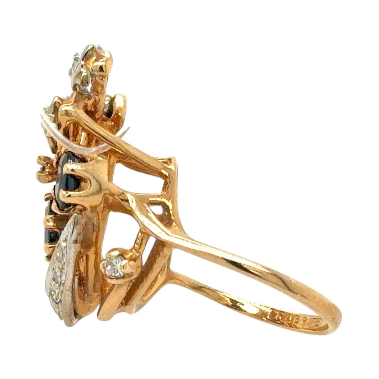 Sapphire & Diamond 14k Yellow Gold Ring 5.3g Size 4.5
