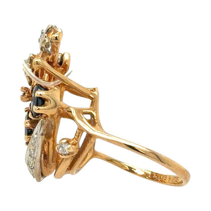 Sapphire & Diamond 14k Yellow Gold Ring 5.3g Size 4.5