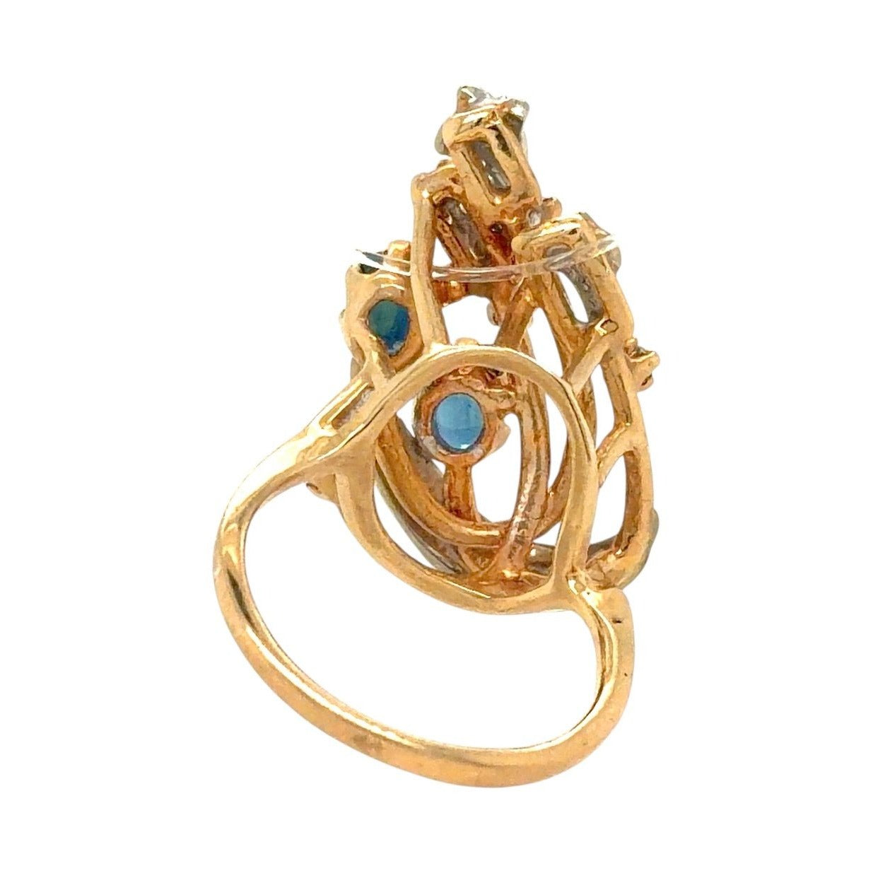 Sapphire & Diamond 14k Yellow Gold Ring 5.3g Size 4.5