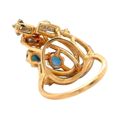Sapphire & Diamond 14k Yellow Gold Ring 5.3g Size 4.5