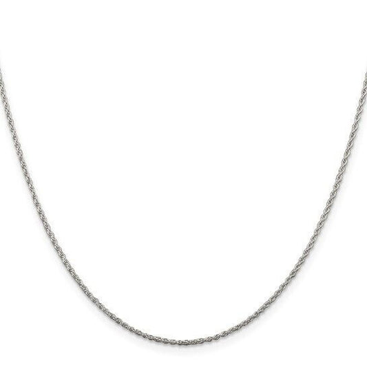Sterling Silver 1.3mm Loose Rope Chain Necklace 18 Inches