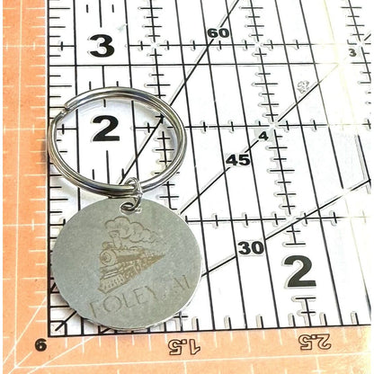Foley, Alabama Steam Engine Train Stainless Steel Round Keychain
