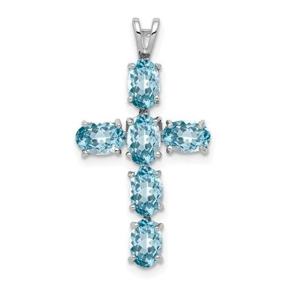 Sterling Silver Swiss Blue Topaz Cross Pendant