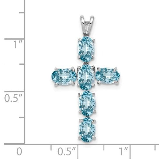 Sterling Silver Swiss Blue Topaz Cross Pendant