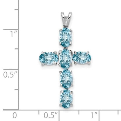 Sterling Silver Swiss Blue Topaz Cross Pendant