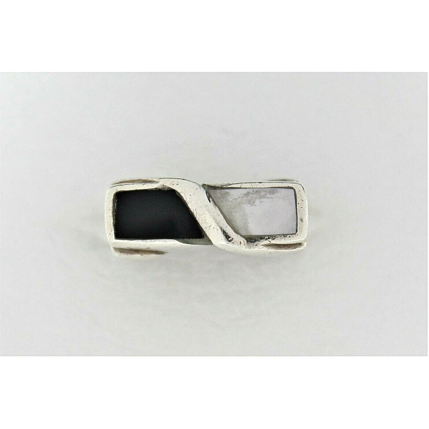 Sterling Silver Onyx & Pearl Accent Ring 6.8g Size 8.25