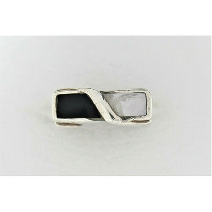 Sterling Silver Onyx & Pearl Accent Ring 6.8g Size 8.25