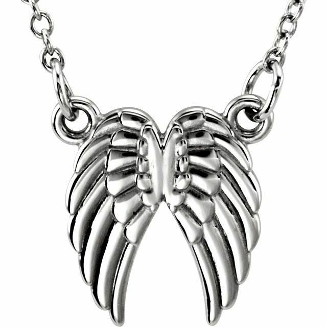 Sterling Silver Angel Wings 16-18 inch Necklace