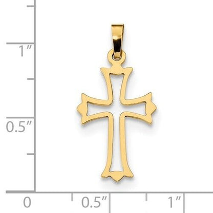 14k Polished Cut-out Fleur de Lis Cross Charm Pendant