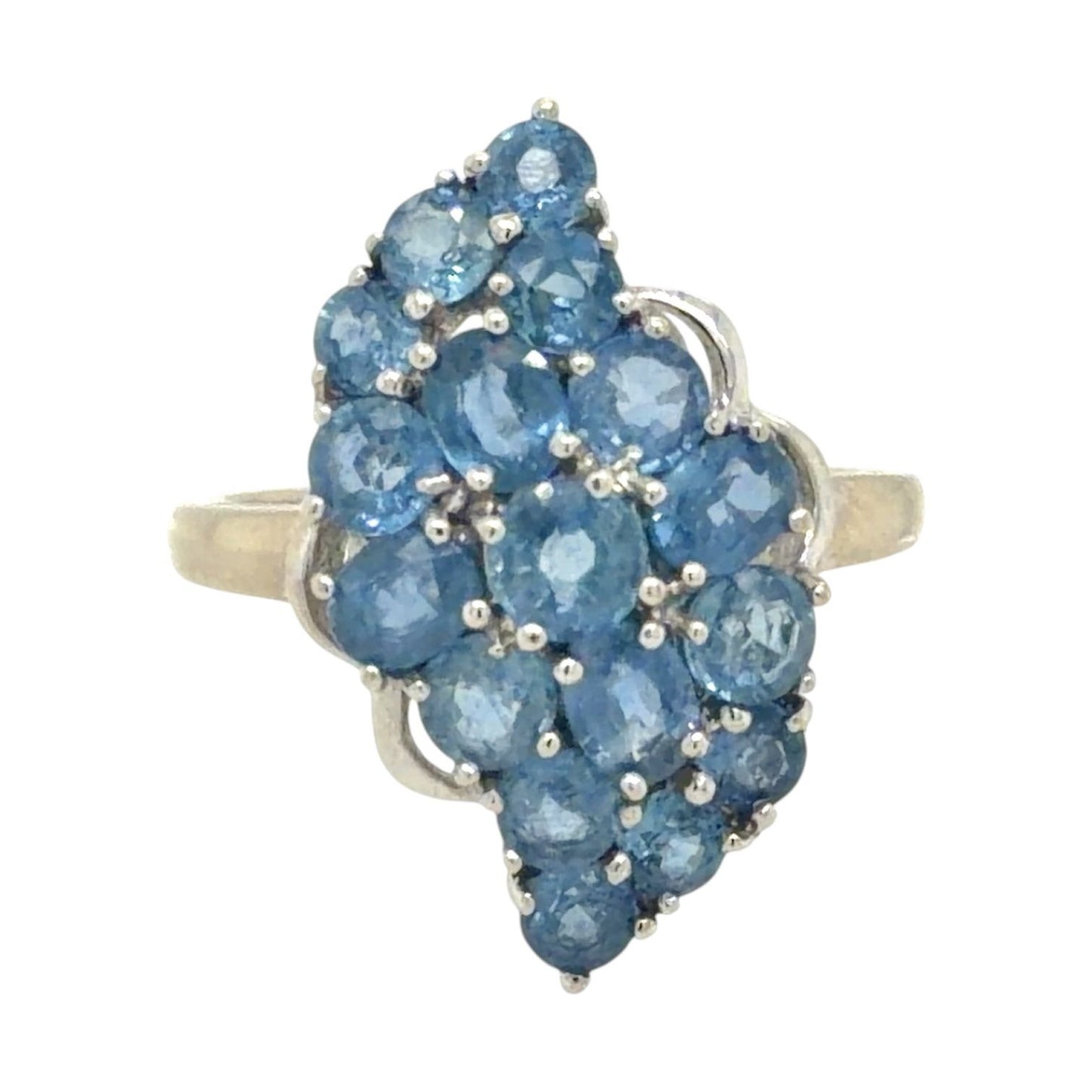 Created Blue Sapphire 10k White Gold Ring 3.1g Size 5
