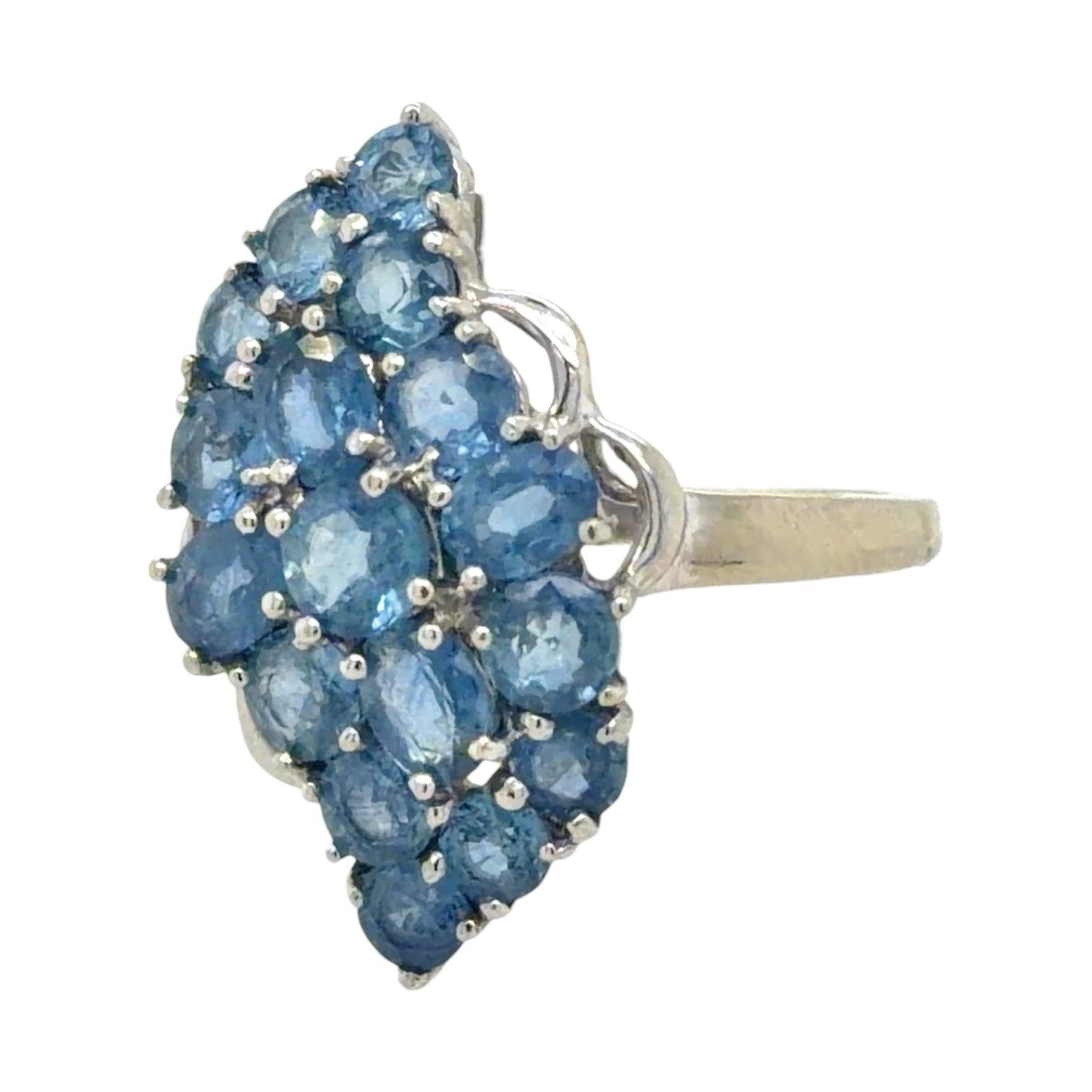 Created Blue Sapphire 10k White Gold Ring 3.1g Size 5