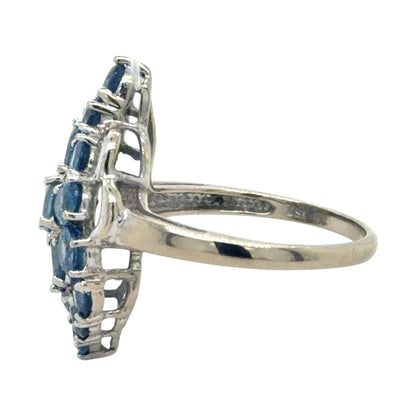 Created Blue Sapphire 10k White Gold Ring 3.1g Size 5