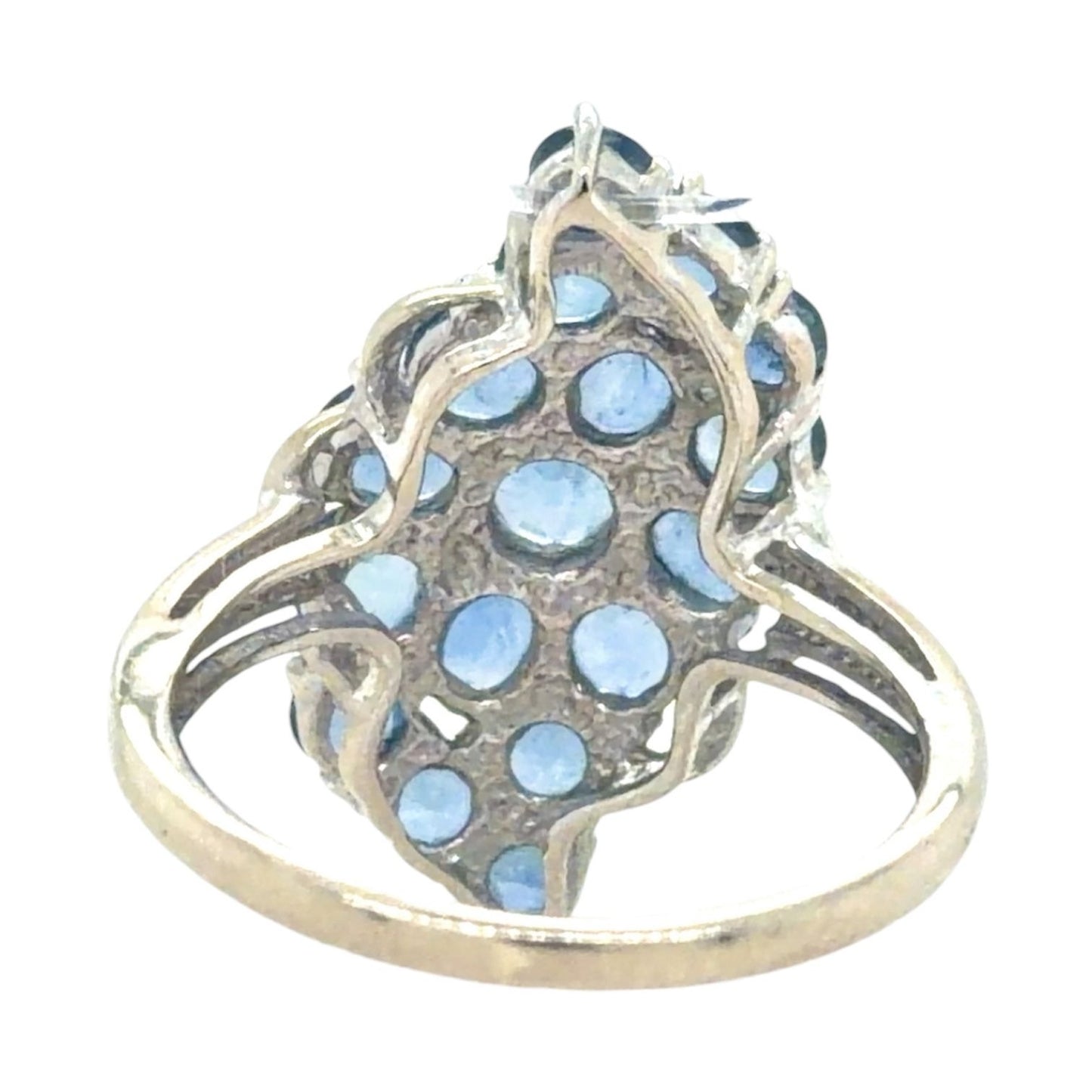 Created Blue Sapphire 10k White Gold Ring 3.1g Size 5