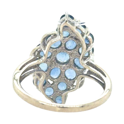 Created Blue Sapphire 10k White Gold Ring 3.1g Size 5