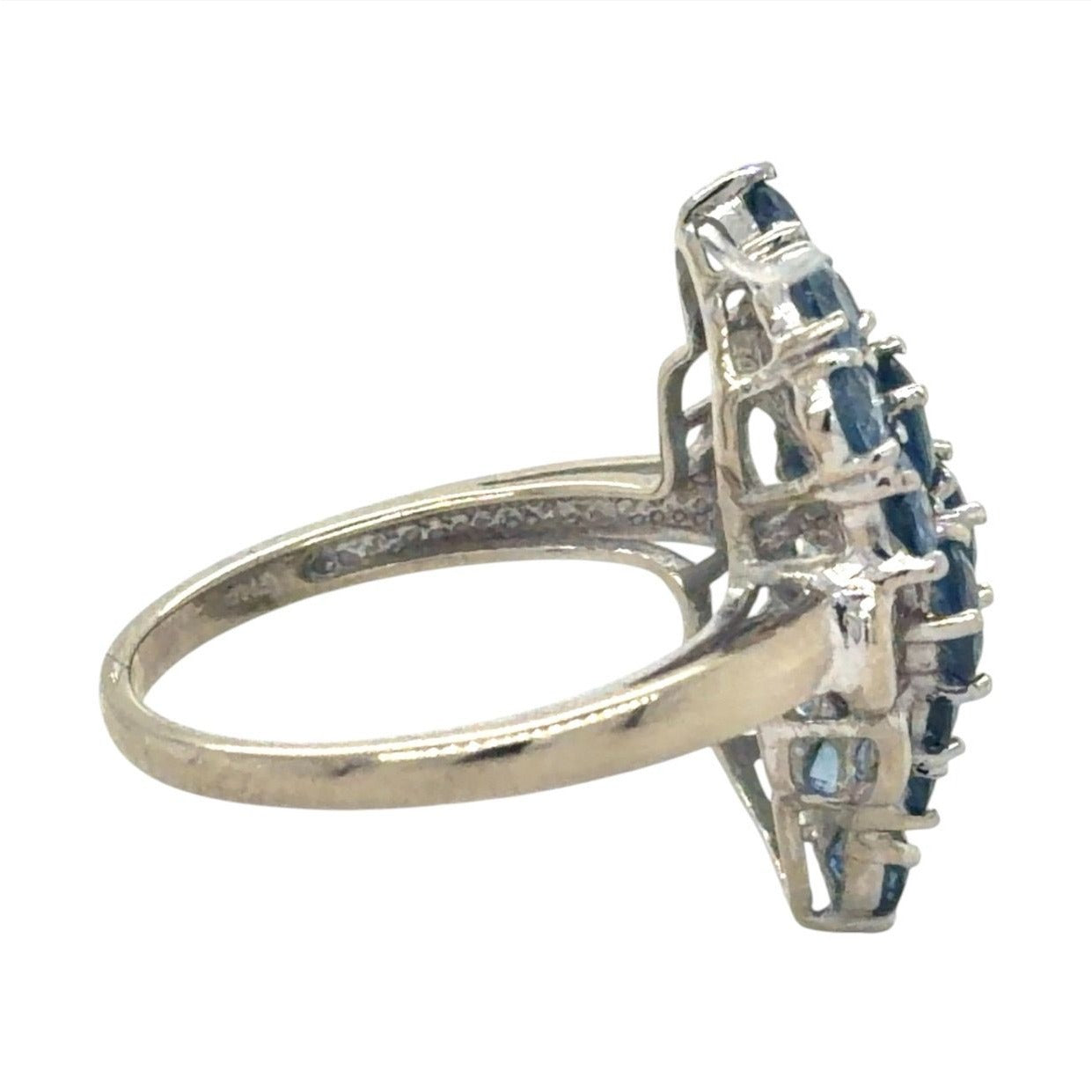 Created Blue Sapphire 10k White Gold Ring 3.1g Size 5