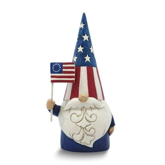 Jim Shore Heartwood Creek Star-Spangled Gnome 5.5" Patriotic Red White & Blue
