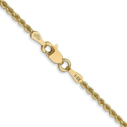 14K Yellow Gold 20 inch 2mm Regular Rope with Lobster Clasp Chain