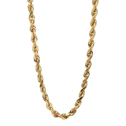 14k Yellow Gold 20" Rope Chain Necklace 6.8g