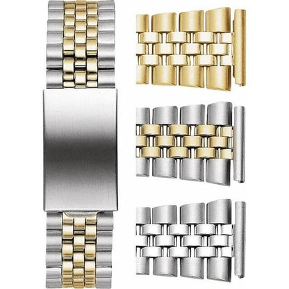 Mens 18-20-22 mm Two Tone Multi-End Piece Link Watch Band