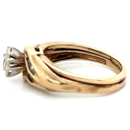 10k Yellow Gold 1/4ctw Diamond Solitaire Ring & Band 3.5g Size 5