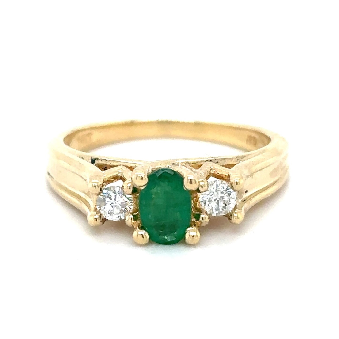 1/3ctw Emerald & 1/7ctw Diamond 14k Yellow Gold Ring 4.0g Size 5.75