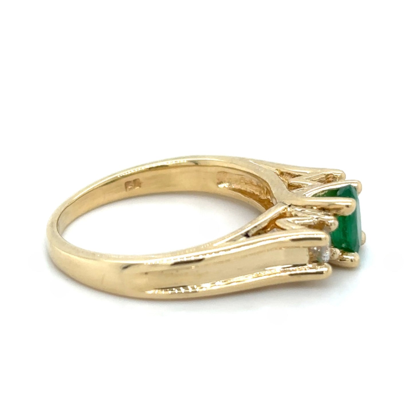 1/3ctw Emerald & 1/7ctw Diamond 14k Yellow Gold Ring 4.0g Size 5.75
