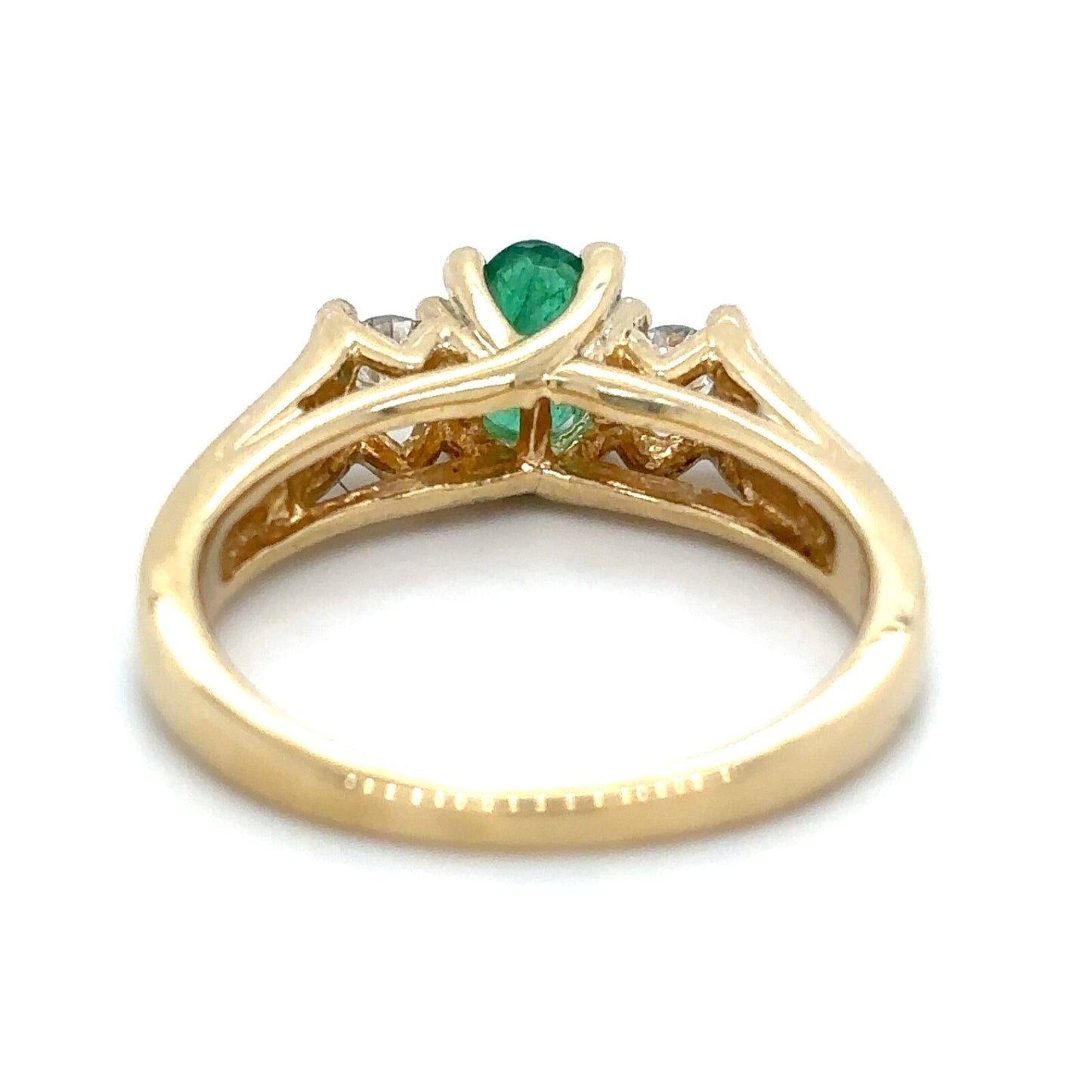 1/3ctw Emerald & 1/7ctw Diamond 14k Yellow Gold Ring 4.0g Size 5.75