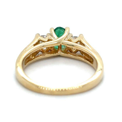 1/3ctw Emerald & 1/7ctw Diamond 14k Yellow Gold Ring 4.0g Size 5.75