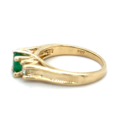 1/3ctw Emerald & 1/7ctw Diamond 14k Yellow Gold Ring 4.0g Size 5.75