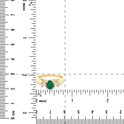 1/3ctw Emerald & 1/7ctw Diamond 14k Yellow Gold Ring 4.0g Size 5.75