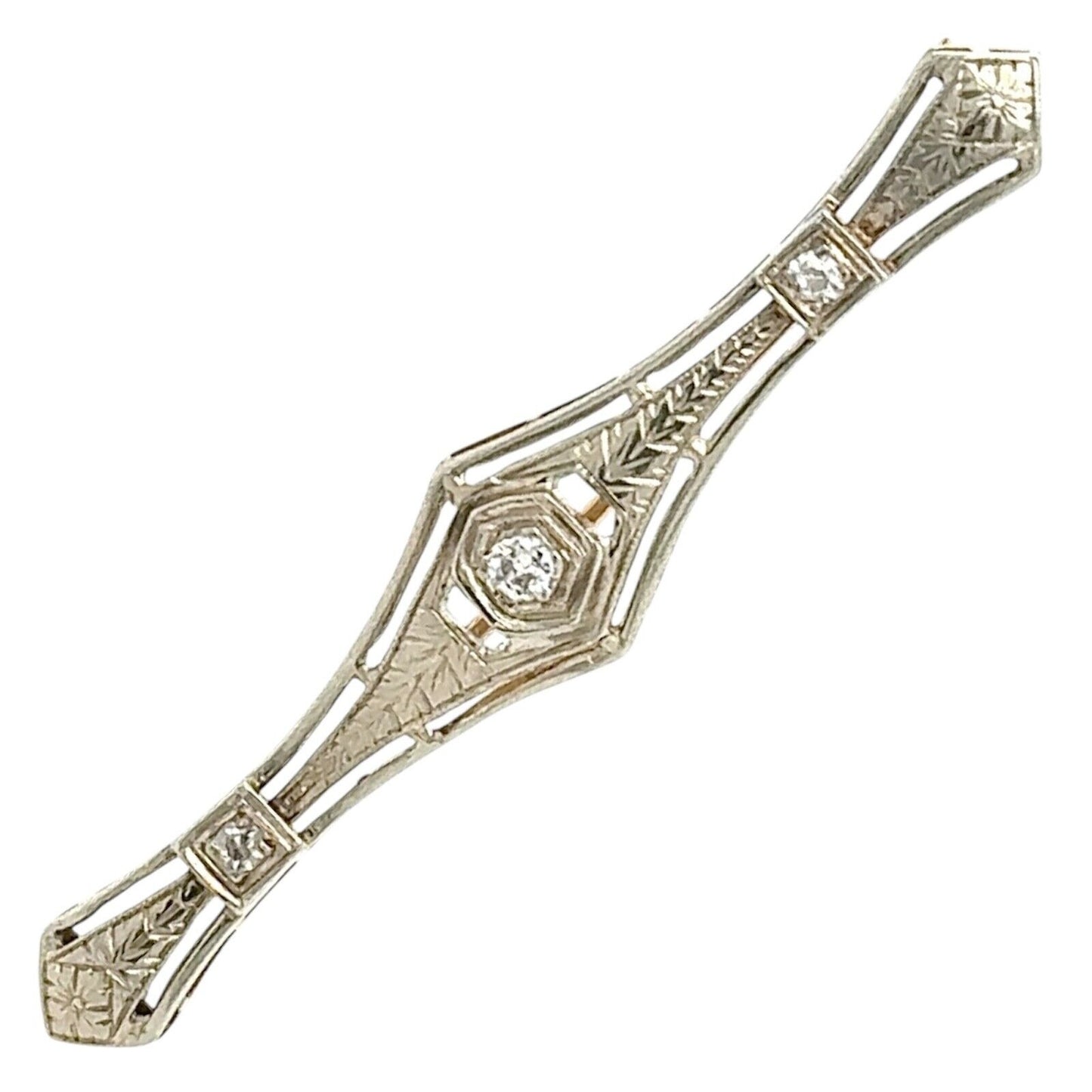 Vintage 1/10ctw Diamond 14k Two-Tone Gold Pin Brooch 4.2g