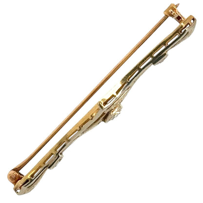 Vintage 1/10ctw Diamond 14k Two-Tone Gold Pin Brooch 4.2g