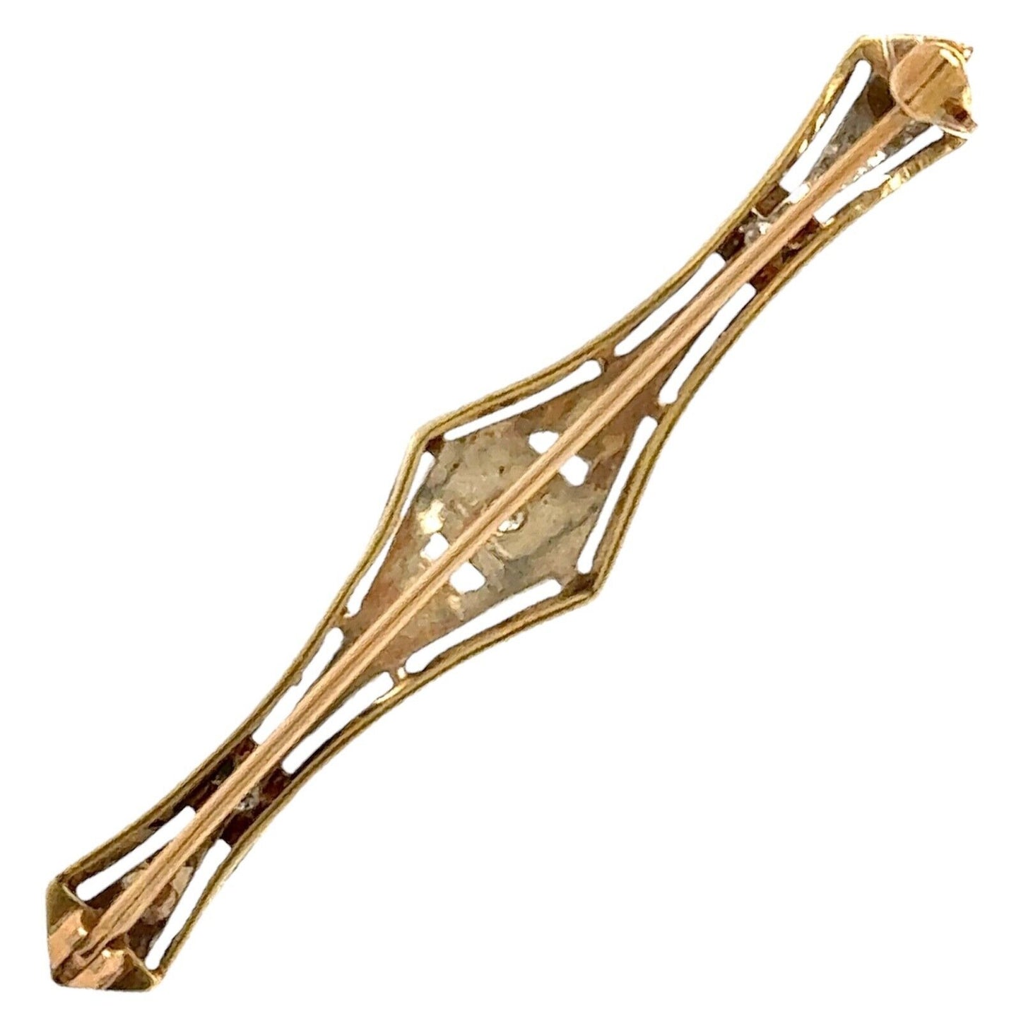 Vintage 1/10ctw Diamond 14k Two-Tone Gold Pin Brooch 4.2g