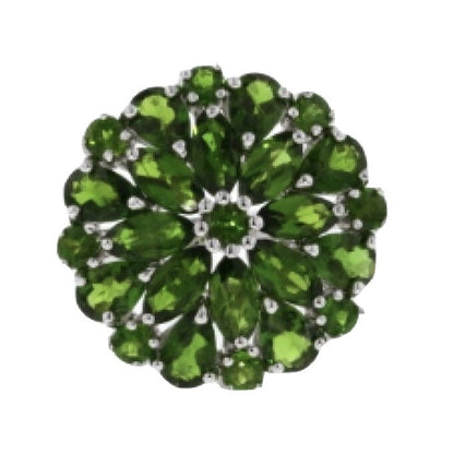 6.34ctw Green Chrome Diopside Sterling Silver Cluster Ring Size 7