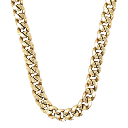 3.7mm 10k Yellow Gold 24 inch Semi-Solid Curb Link Chain Necklace 9.1g