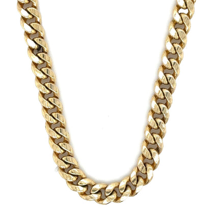 3.7mm 10k Yellow Gold 24 inch Semi-Solid Curb Link Chain Necklace 9.1g