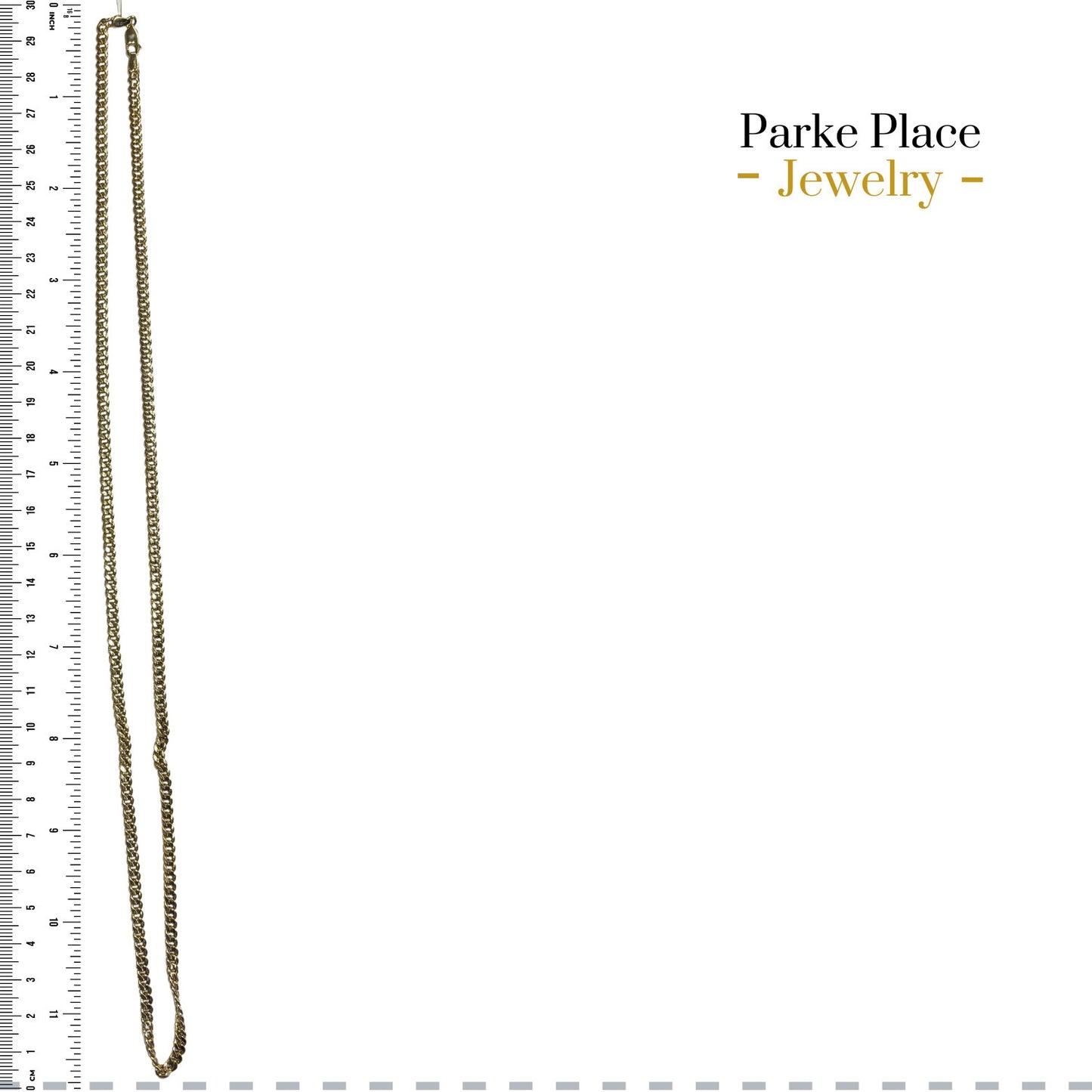 3.7mm 10k Yellow Gold 24 inch Semi-Solid Curb Link Chain Necklace 9.1g