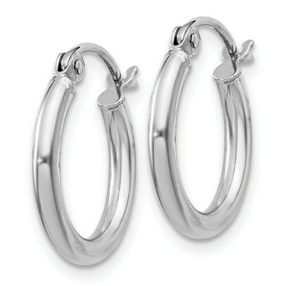 Sterling Silver Rhodium-Plated Round Hoop Earrings 2mm x 17mm Length