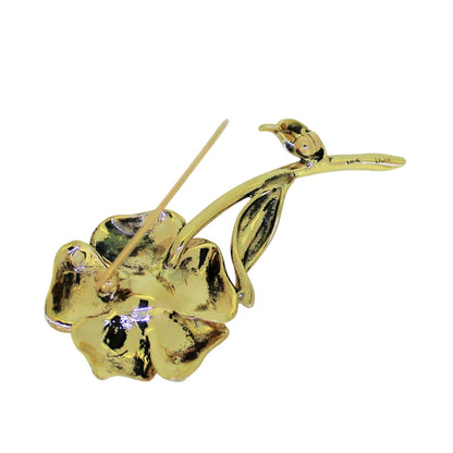 Vintage14K Yellow Gold Flower Brooch With Pearl Center 7.29mm