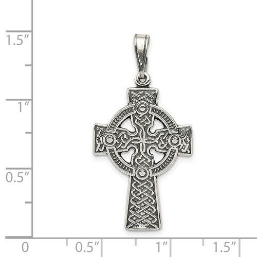 Sterling Silver Antiqued Celtic Cross Pendant 925