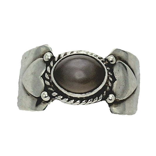 Sterling Silver Moonstone Solitaire Heart Band Ring 6.1g Size 7
