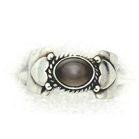 Sterling Silver Moonstone Solitaire Heart Band Ring 6.1g Size 7