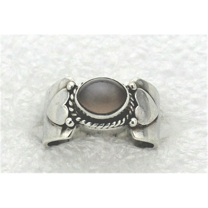 Sterling Silver Moonstone Solitaire Heart Band Ring 6.1g Size 7