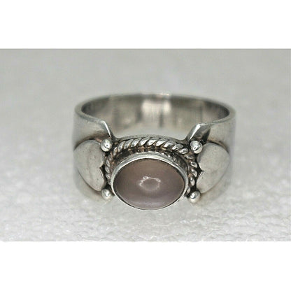 Sterling Silver Moonstone Solitaire Heart Band Ring 6.1g Size 7